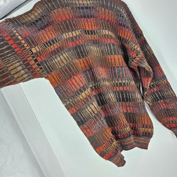 Intiwara Mens Sweater Brown Red 100% Alpaca Knit Long Sleeve Pullover Size L - Picture 7 of 7